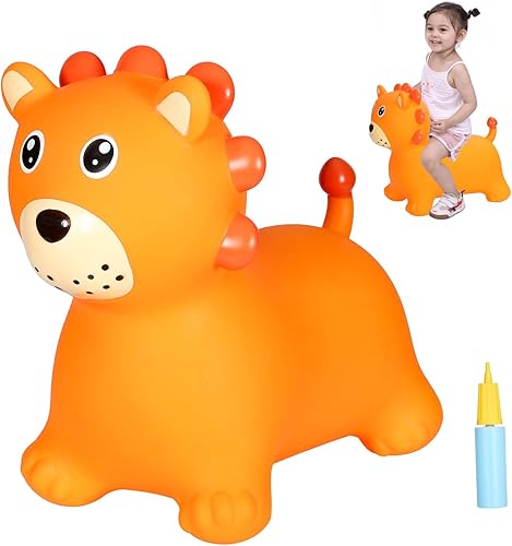 Miniatura 20 de INPANY Tolva de caballo de oruga hinchable para niños pequeños – Tolva inflable para niños, juguetes de animales, regalo de cumpleaños para niños