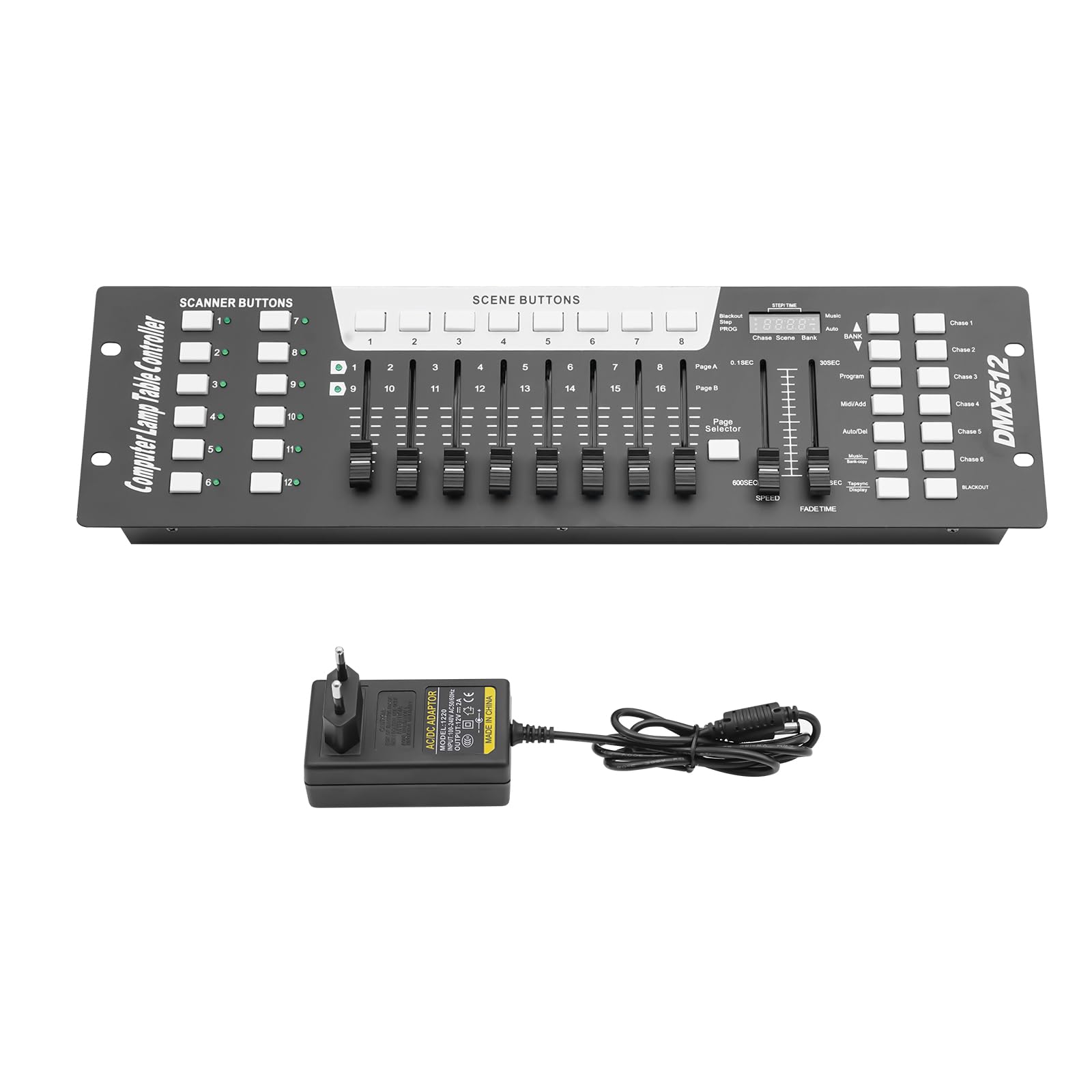 Controlador 192 DMX+MIDI Iluminación Reproducible LED Controlar 12 Dispositivos con 16 Canales 240 Conjuntos Escenas Predefinidas 6 Programas Predefinidos Programables para DJ, Escenas