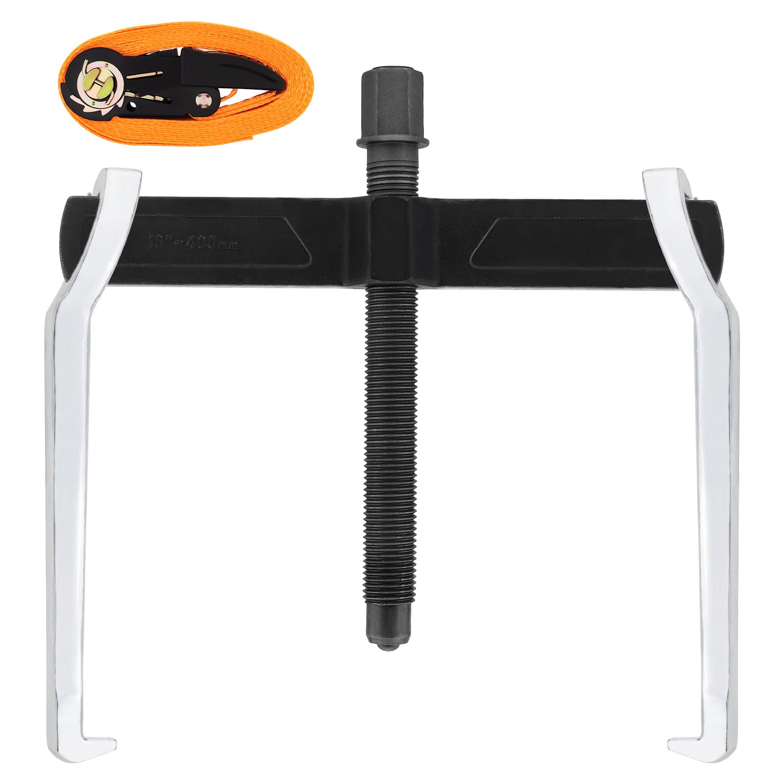 Photo 1 of ChgImposs 16" 2-Jaw Gear Puller, Heavy Duty CR-V Adjustable Reversible Bearing Puller Tool for Removal of Pulleys, Flywheels, Bearings, Gears, Brake Drums, with 3.5M 1 inch Ratchet Straps