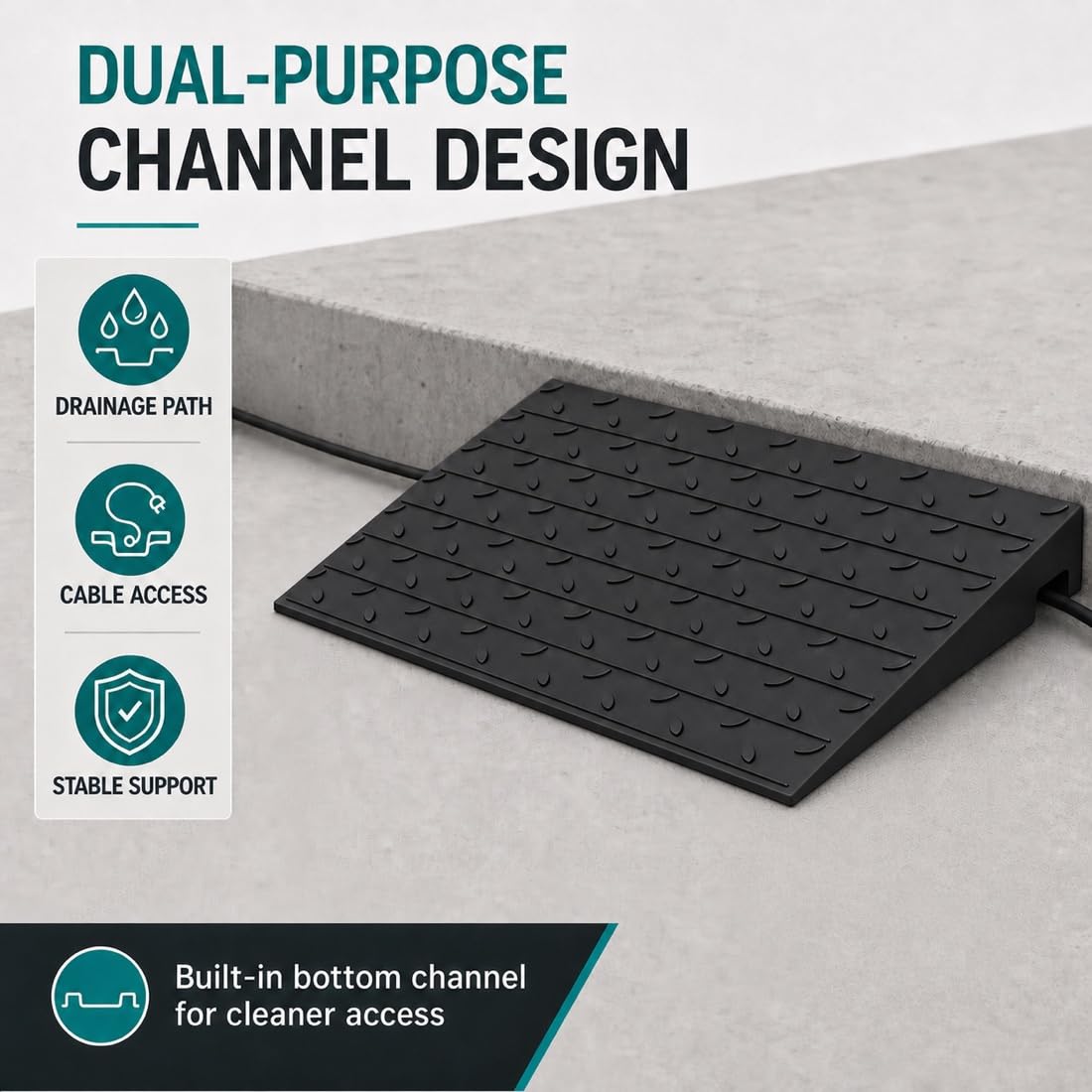 Rampa de Goma para umbral de 90 cm, rampa Resistente para Puertas para Silla de Ruedas, Scooter y andadores, Superficie Antideslizante para Uso Interior y Exterior