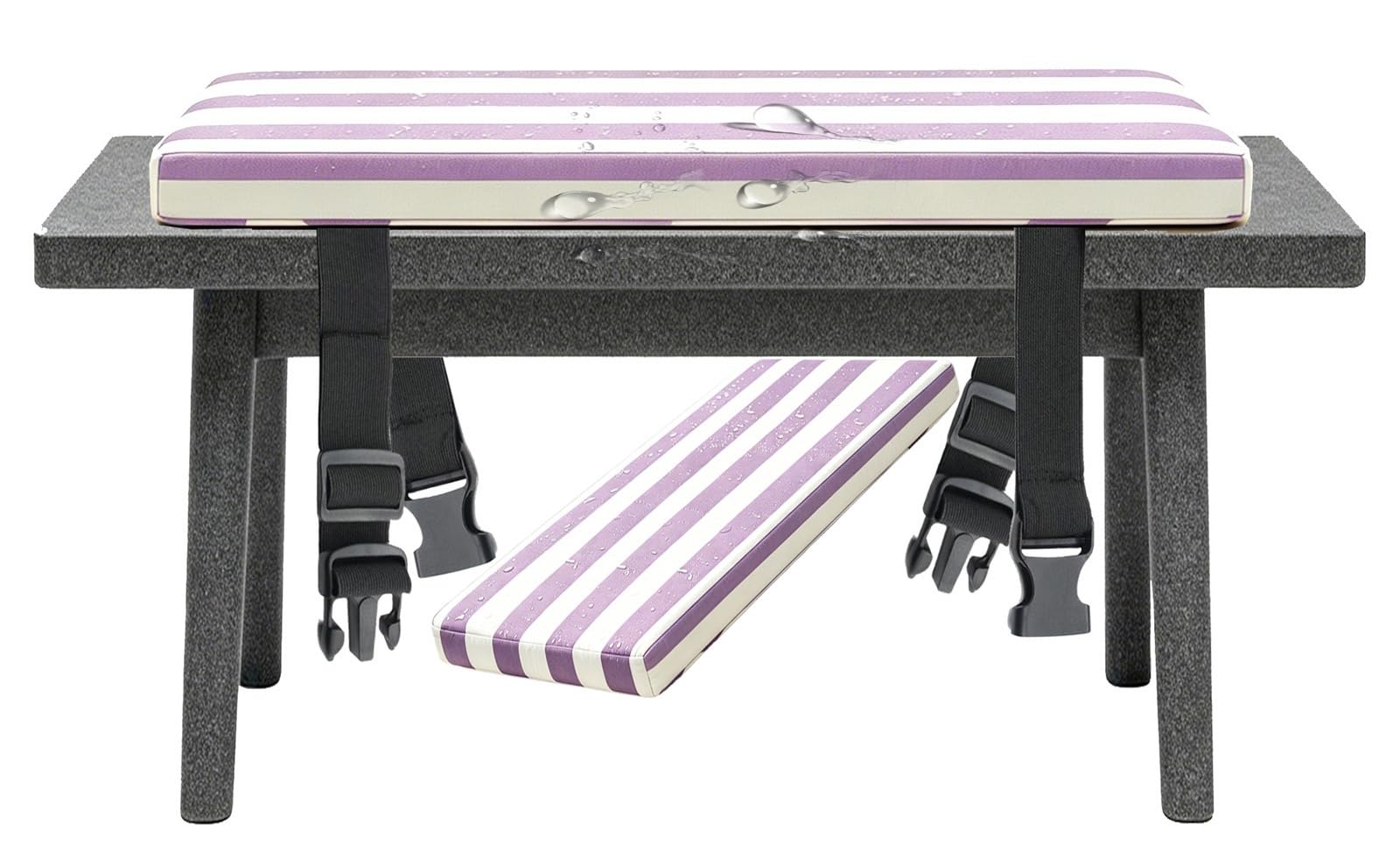 Miecoae Striped Outdoor Cushions for Patio Furniture Rocking Chair, Outdoor Sofa Cushions Waterproof 80% Thick 5cm/1.9" Bench Seat Cushion Gingham Long with Ties(Violet White,65x55 cm 26x22 in)