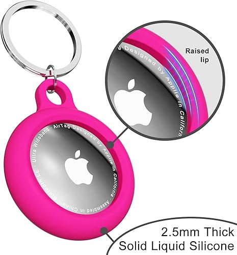 Miniatura 4 de oakxco Llavero de silicona para Airtag, soporte para Airtag con llavero, cubierta de AirTag lindos accesorios para niños, equipaje, collar de perro