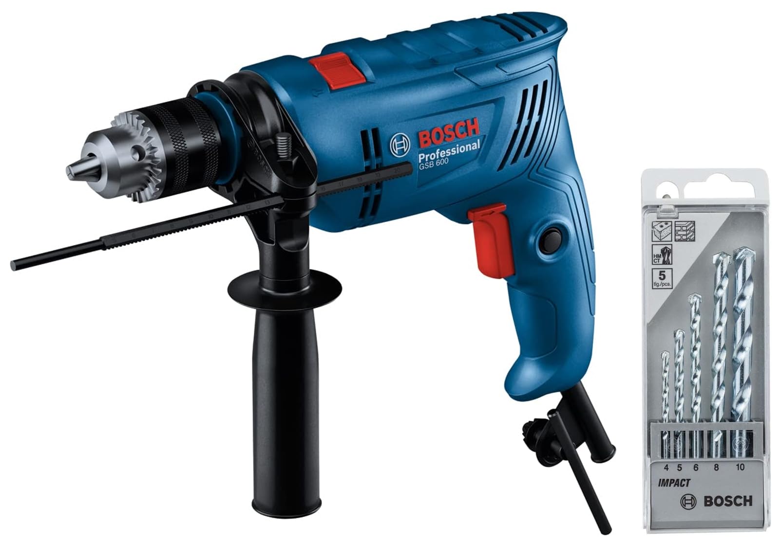BOSCH GSB 600 Corded Electric Impact Drill, 600 W, 13 mm, 1.7 kg, 3,000 rpm, 1.4 Nm, Variable Speed,-image-12