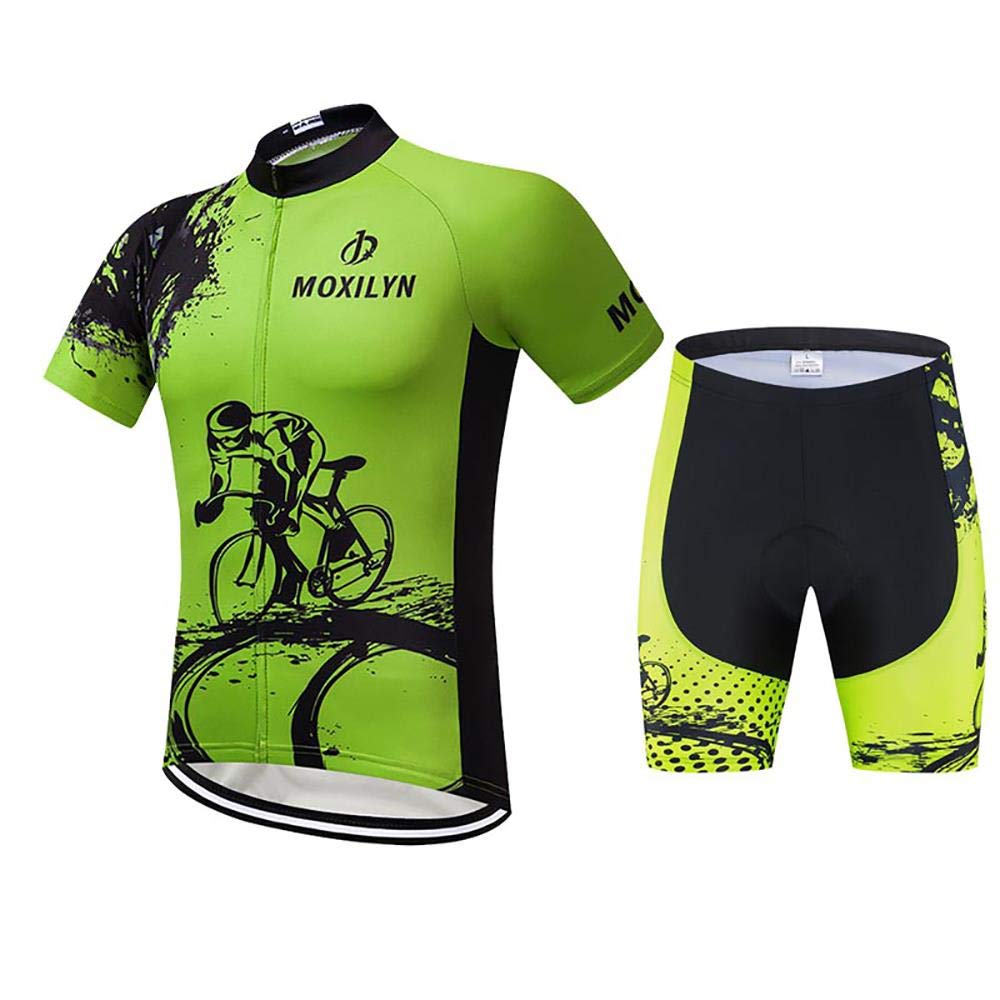 Moxilyn Conjunto de maillot de ciclismo de manga corta para hombre, camiseta de ciclismo, camiseta de manga corta + pantalón de ciclismo con gel 9D, chaqueta y pantalón de ciclismo originales de gasa
