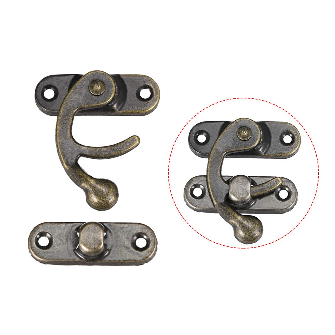 33mmx29mm Boîte à Bijoux Moraillon Crochet Verrou Loquet Laiton Antique