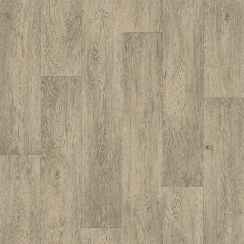 Aged Oak 619M Greige Wood Plank Effect Turbo Vinyl Flooring | - 3m x 4m (9ft10" x 13ft1")