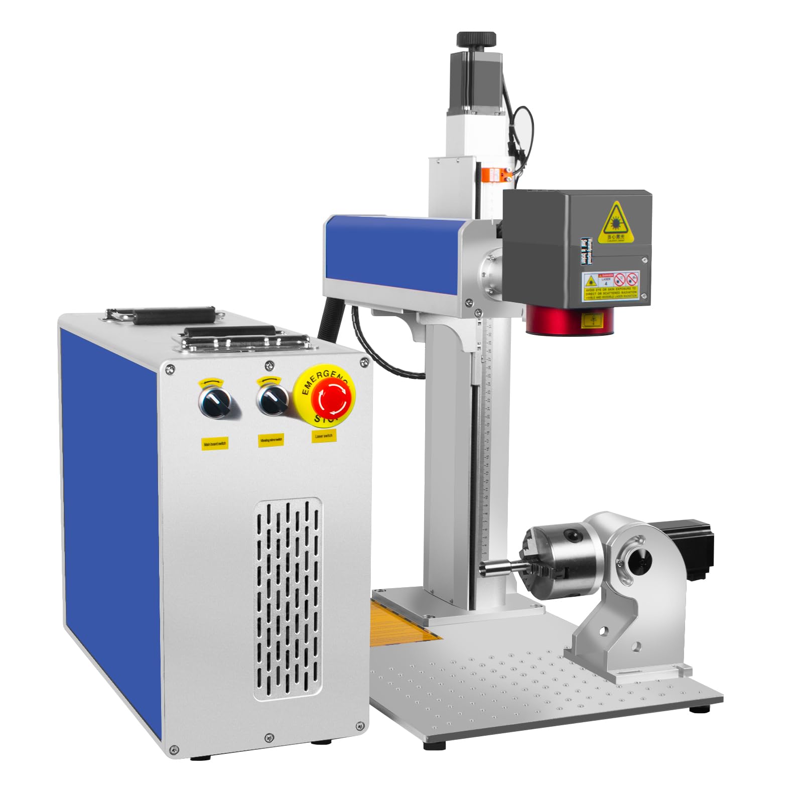 60W 2.5D JPT MOPA M7 Macchina per Marcatura Laser a Fibra e Incisore Laser, Messa a Fuoco Automatica e Asse Z Motorizzato, Lente 110mm, Asse Rotativo D80, Supporta Incisione Profonda e Rilievo,CE,220V