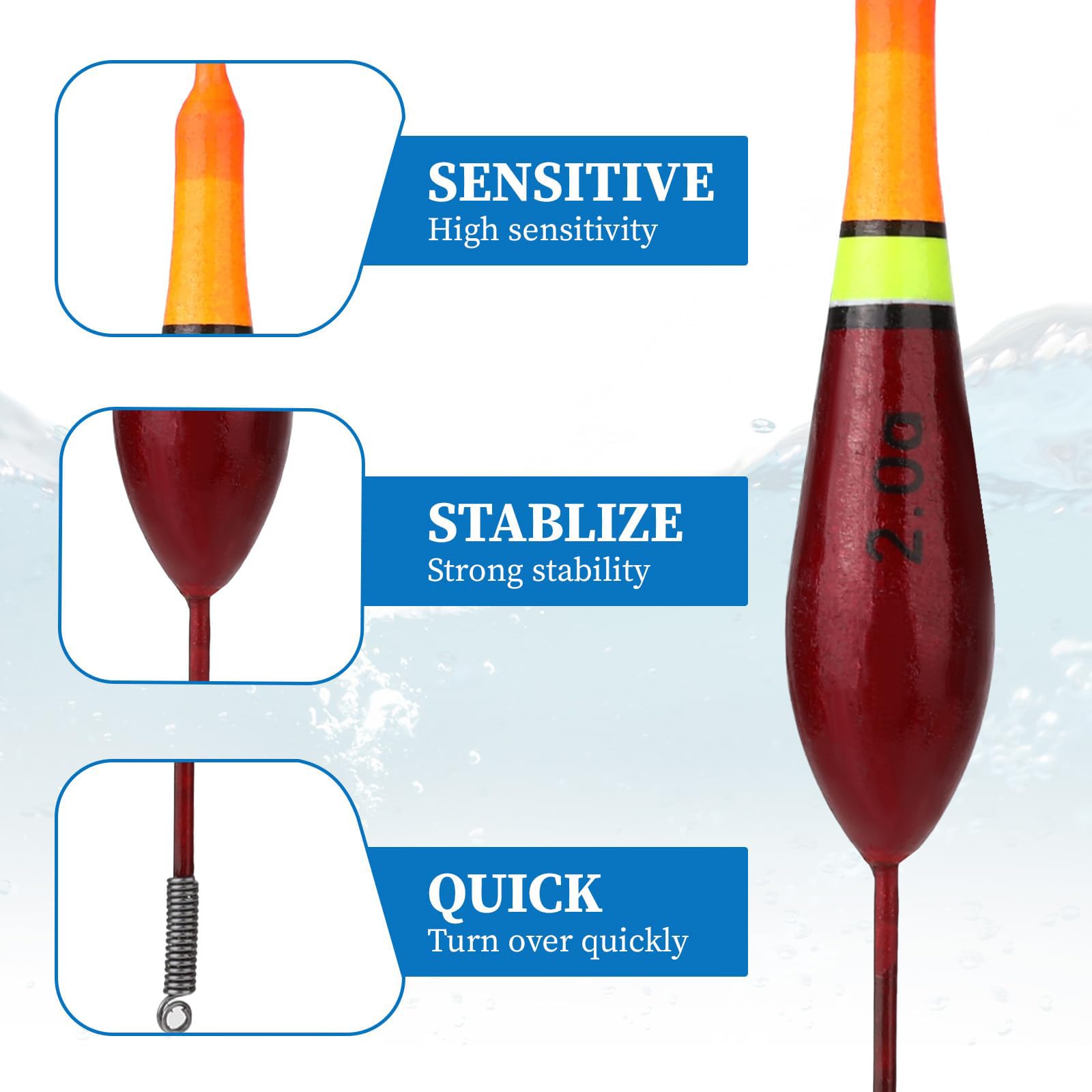 Set 12 Galleggianti Da Pesca - Alta Visibilità E Sensibilità Per Trota, Carpa E Luccio - Foto 3