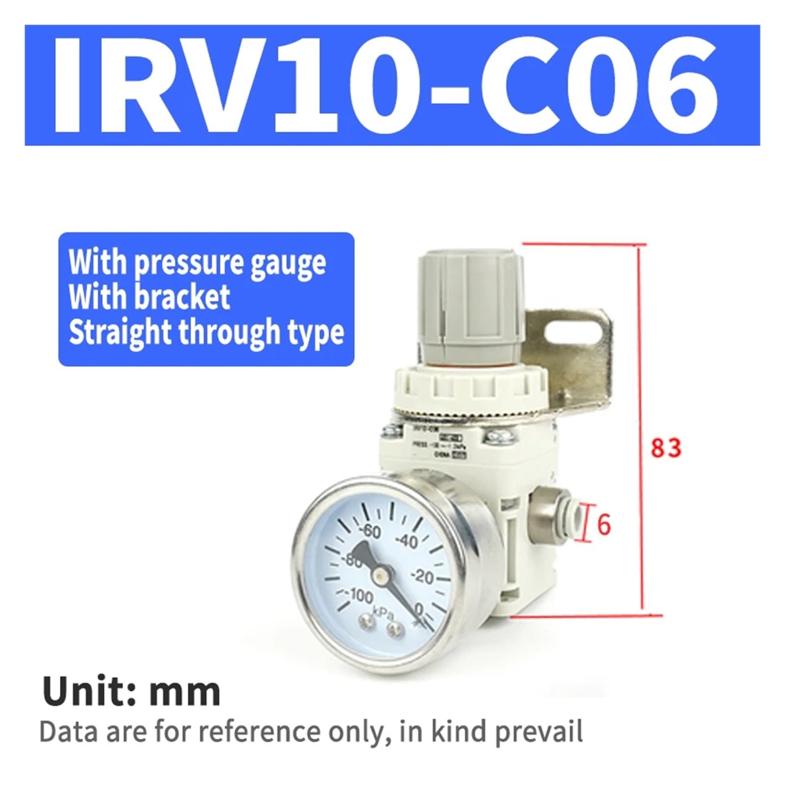 Régulateur IRV10/IRV20-C06/C08 IRV10-C06 IRV20-C06 Régulateur Réducteur de Pression avec Manomètre de Support