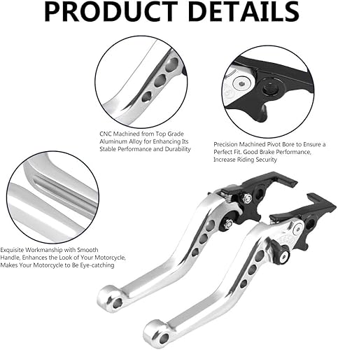 Miniatura 3 de Keenso Palanca de freno de doble disco, 1 par de 4 colores universal CNC aleación de aluminio modificación de motocicleta palanca de freno de disco