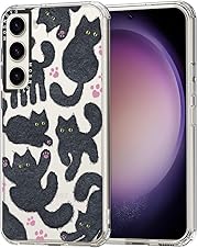 [57% off] MOSNOVO Case for Samsung Galaxy S23 Plus, [Buffertech 6.6ft Military-Grade Drop Protection] [Anti Peel Off Tech] Clear TPU Bumper Phone Case Cover Design - Black Fluffy Cat