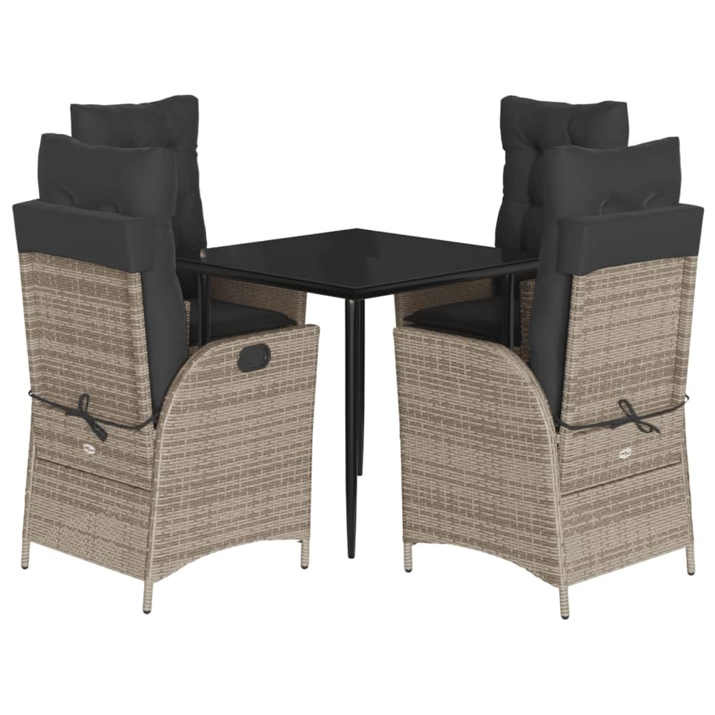 KCCKOM Garden Furniture Set 5 Piece Patio Dining Set with Cushions Gray Poly Rattan
