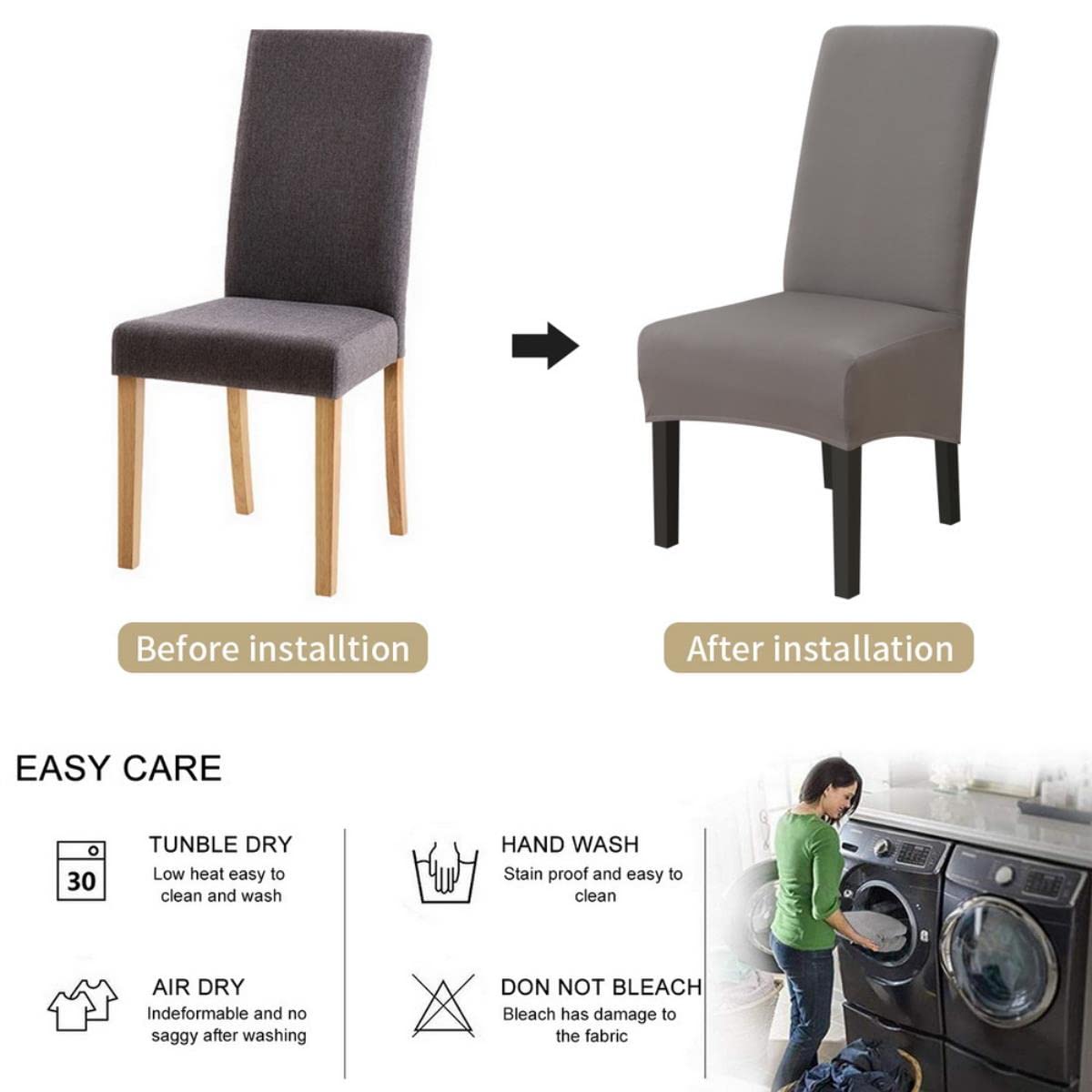 Funda para Silla Grande de 1/2/4 Piezas, Fundas elásticas para Asiento de Color sólido, Fundas para Silla elásticas, Fundas traseras Altas King para Comedor, Boda, Banquete, Hotel