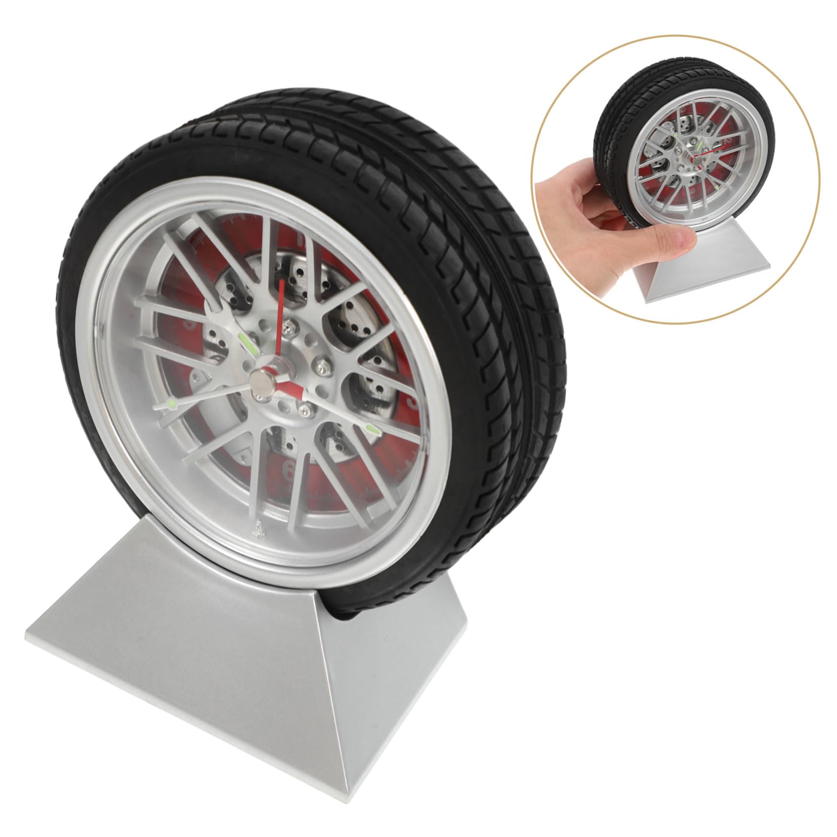 Healifty Reloj de Escritorio Neumático de Coche con Base, Cuarzo, Abs | Diseño Moderno y Detalle Preciso, para Dormitorio y Decoración del Hogar, Estilo Original