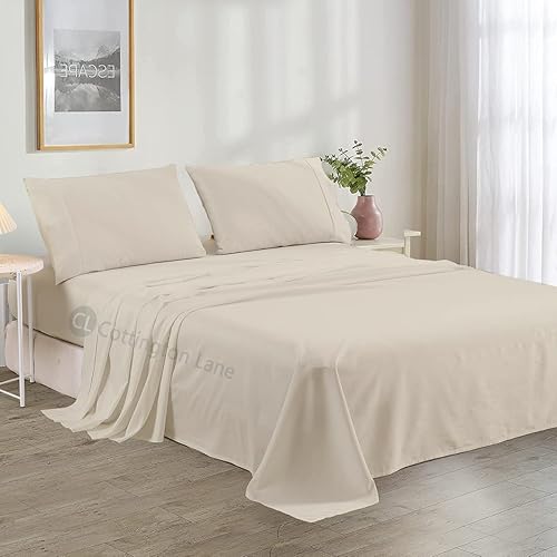 Miniatura 1 de Juego de sábanas de tamaño Queen  Juego de sábanas de 400 hilos  Sábanas de cama 100% algodón  Sábanas de alta calidad  Juego de 4 piezas  Sábanas