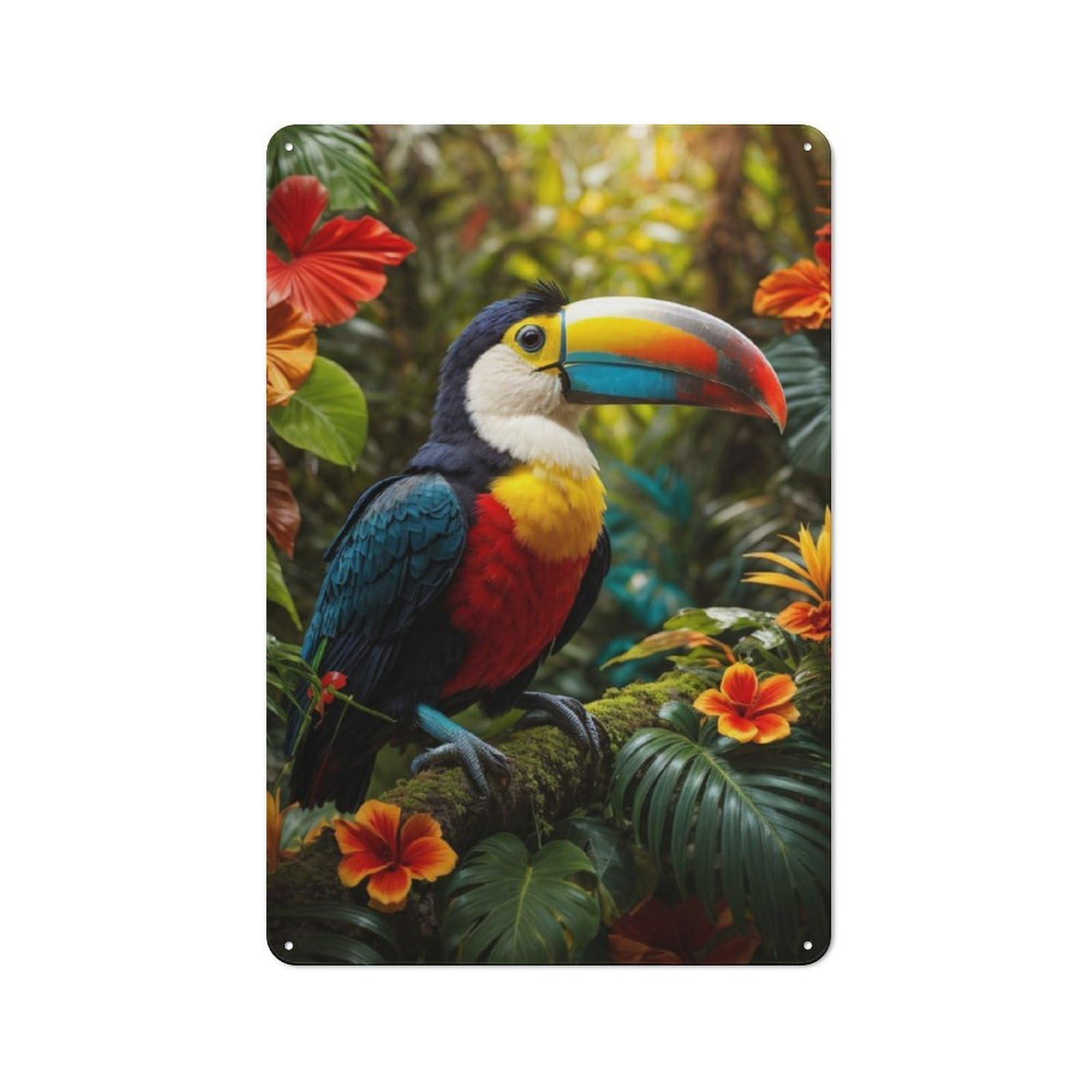 Junmoney Tropical Toucan Bistro Style Tin Wall Sign 30X20cm, Shop Wall Decor For Takeaway, Bar, Kitchen Or Counter Area