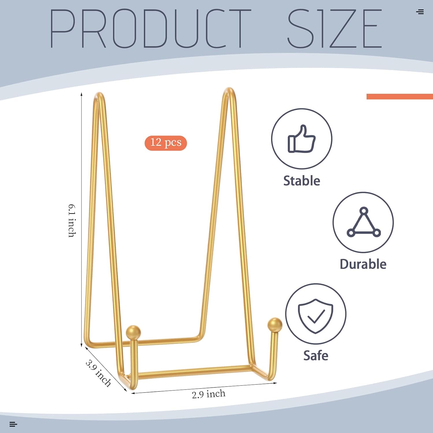 mixweer 12 pcs book stands for display metal picture frame stand book plate picture holder easels photo holder for decorative display(6 inch,gold) 6 inch gold