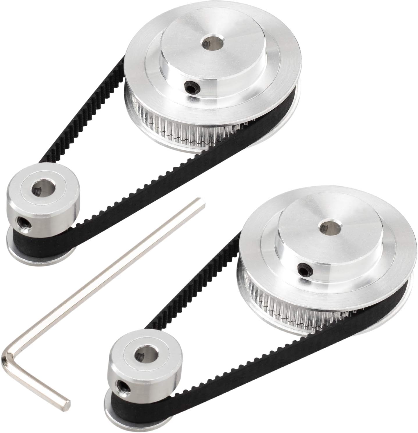 PAGOW 2 Kit GT2 Synchronous Wheel 20&60 Teeth 5mm Bore, Aluminum Timing Pulley with 2 pcs Length 200mm Width 6mm Belt (bore 5mm(2pcs a Set))