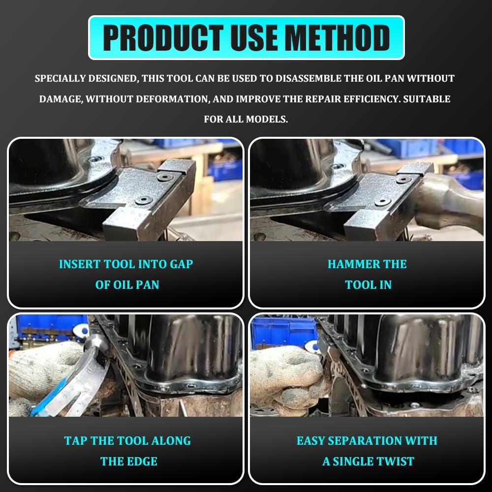 Oil Pan Separator Tool, Oil Pan Seal Disassembly Tool, Engine Transmissions RTV Sealant Removal Tool, Universal Oil Gasket Cutter Scraper Separator Repair Accessories for Most Vehicles
