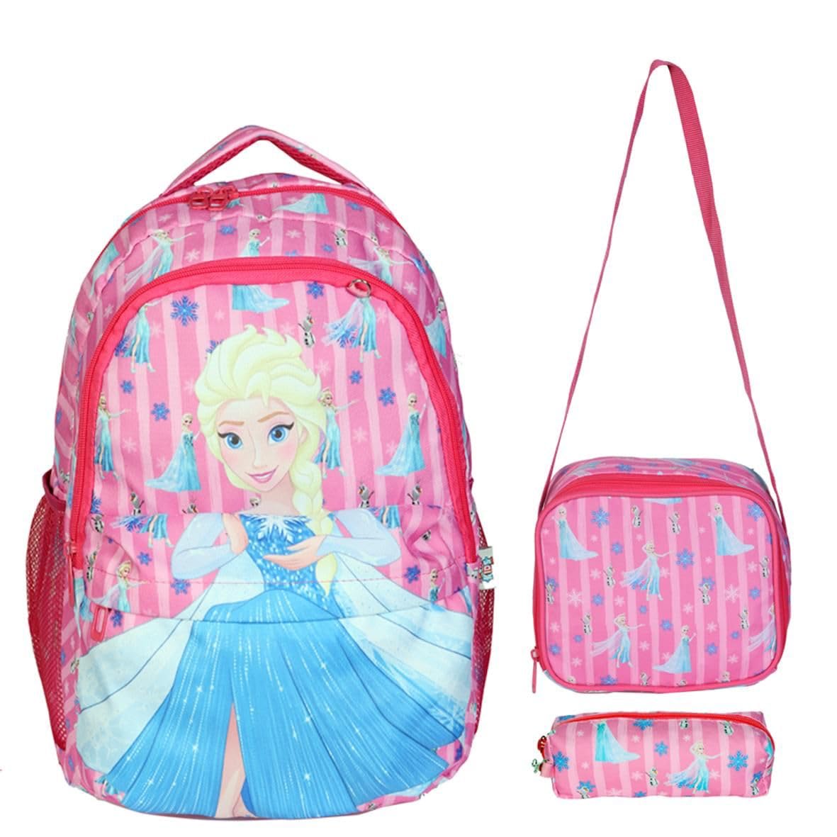 TahTicMer İlkokul Okul Ortaokul Sırt Çantası Kız Erkek Unisex Beslenme Çantalı Kalemlikli Ortopedik 3lü Set Prenses Okul Çantası Pembe