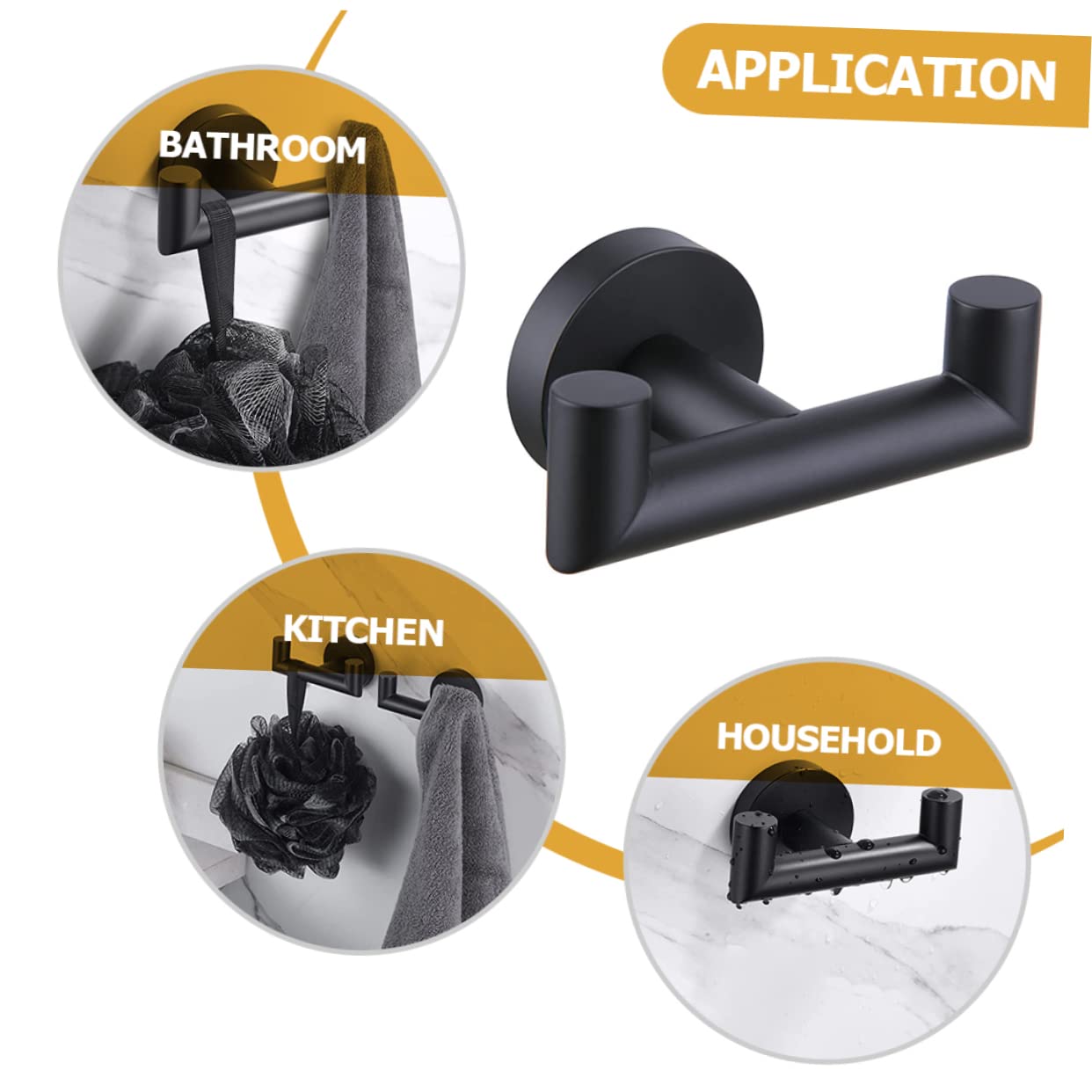 Zerodeko 3piezas Gancho Doble De Toalla De Acero Inoxidable Colgador Práctico Para Cocina y Baño Montaje Pared Diseño Compacto y Resistente Soporte Para Toallas