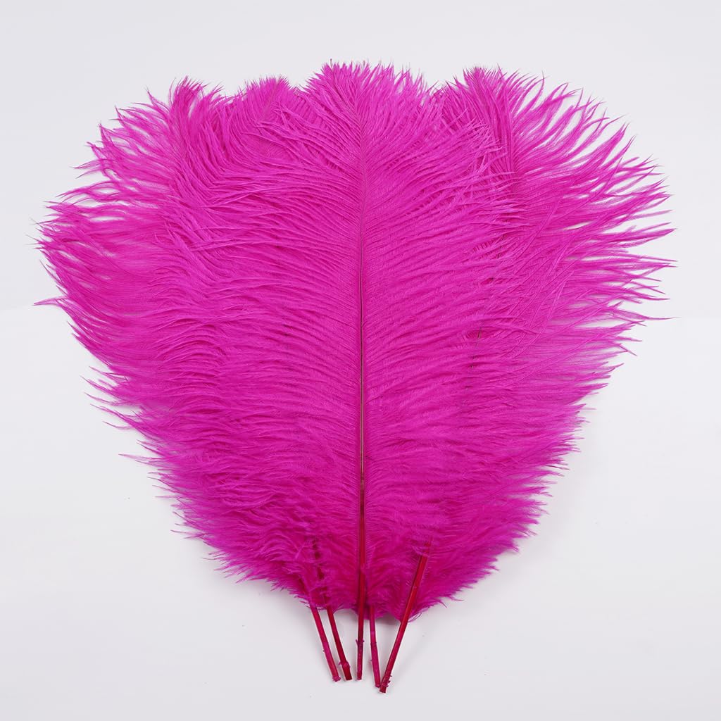 LONDGEN 5pcs Ostrich Feathers 16-18inch(40-45cm) for Wedding Party Centerpieces Halloween Christmas Home Decorations (Fushcia)