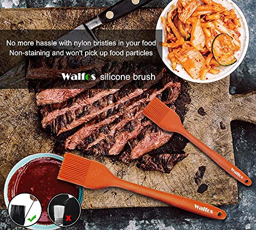 Image of Walfos 600℉ Heat Resistasnt Pastry Brushes, BPA Free Silicone Basting Brush for Cooking, Spread Oil Butter Sauce for Baking Kitchen BBQ Grill, Dishwasher Safe, 2 Size (Large and Samll)