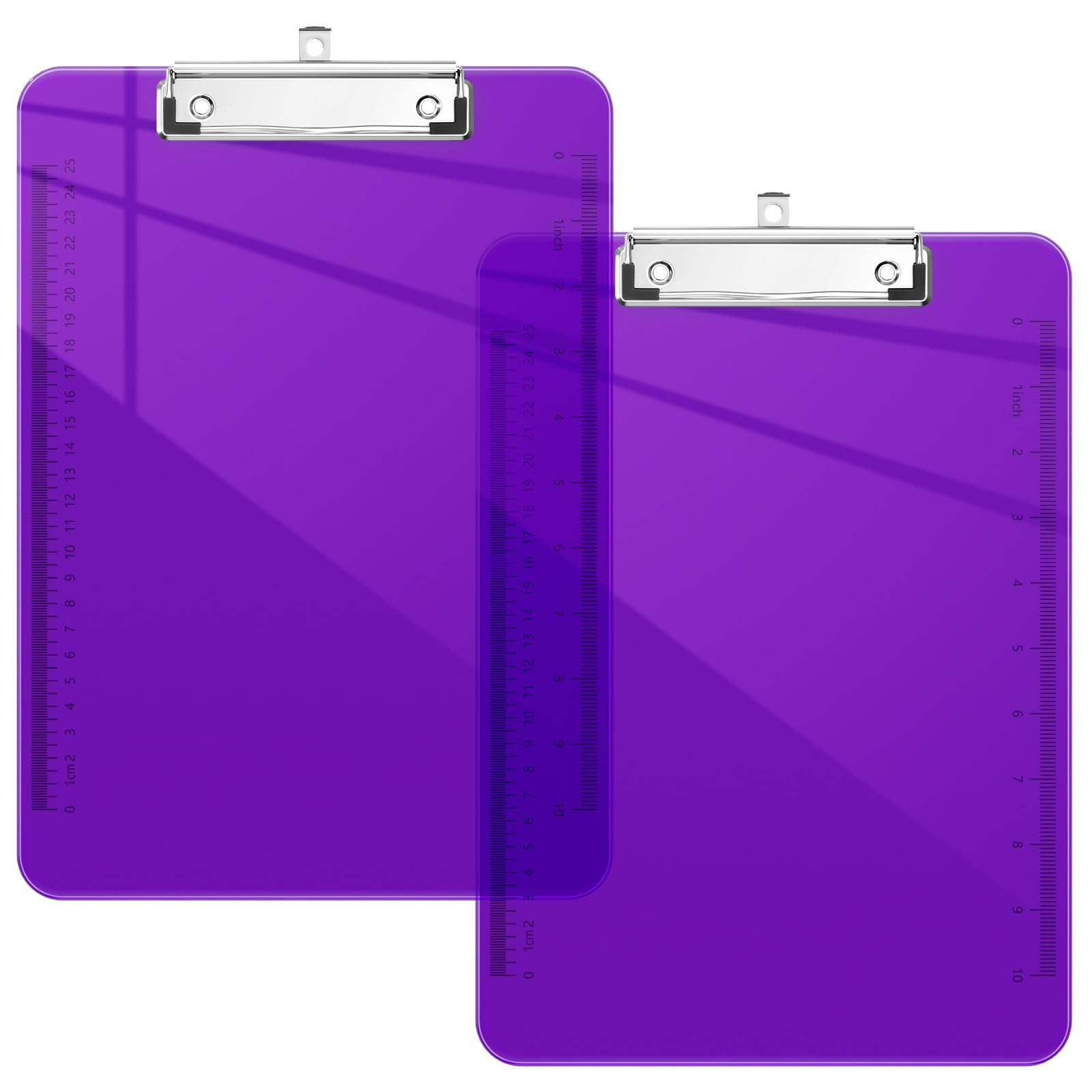 Piasoenc 2 Pack Plastic Clipboards, Translucent Clip Board with Low Profile, Office Supply, School Supplies