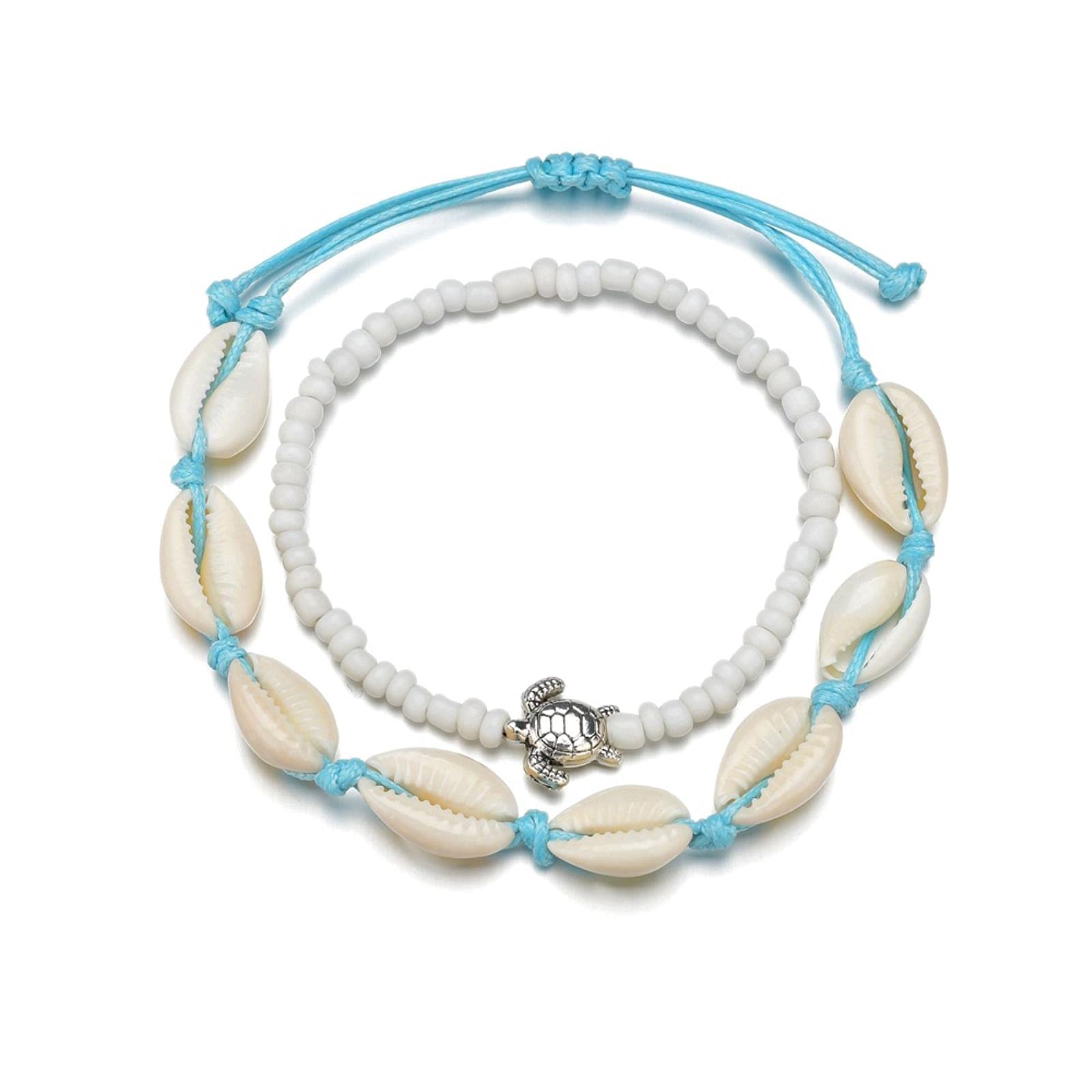 Jfgctyhxy Women's One Color Bohemian Bracelets, Modyle New Natural Shell Anklets For Classic Bohemian Sexy Chain Link Ocean Seashell Pendant Foot Bracelets