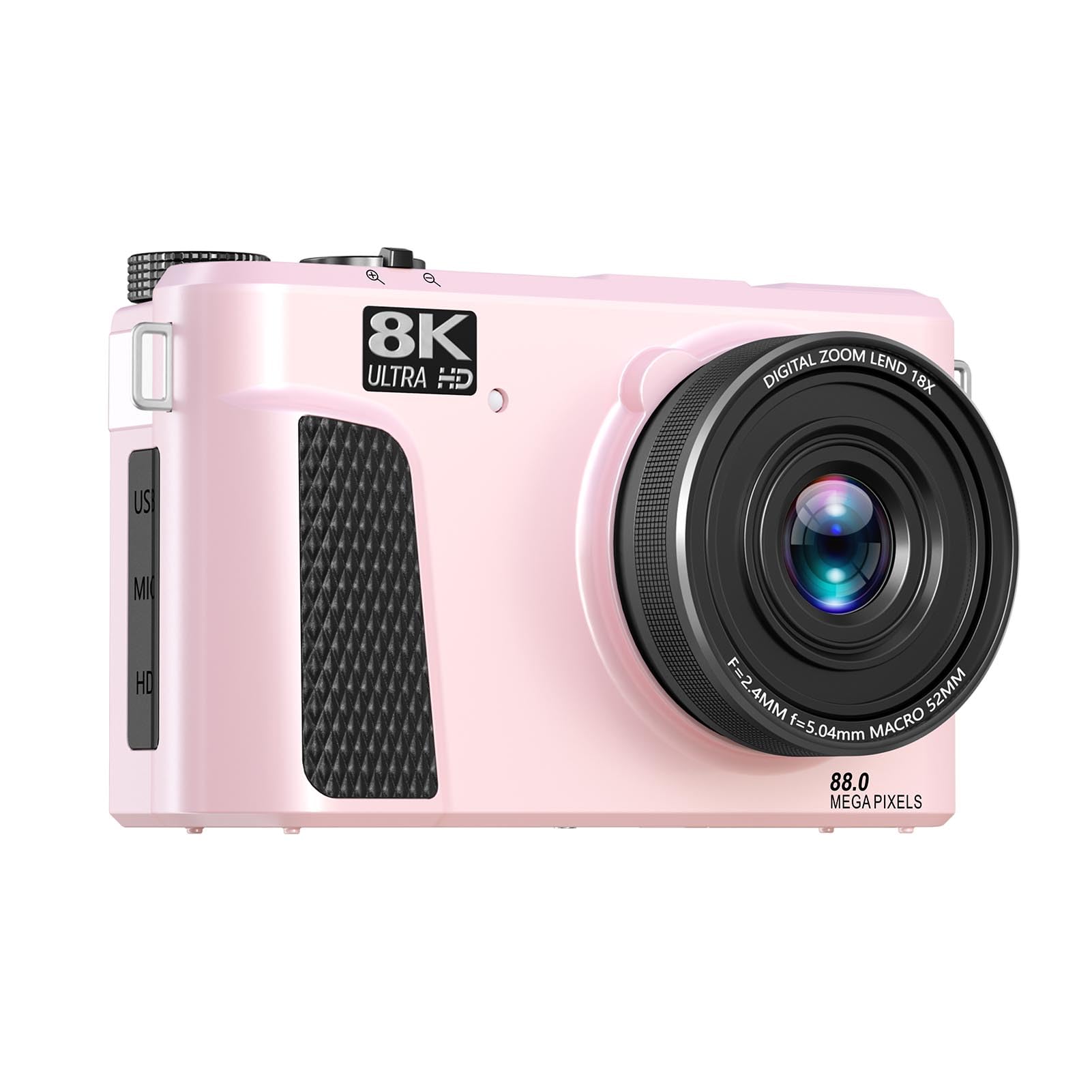 Zunate 8K Digital Cameras for Photography, Autofocus 88MP WiFi Vlogging Camera, 18X Zoom Vlogging with 180°Flip Screen Compact Travel Camera with 1 Batteries for Teens and Beginner (Pink)-picture-11