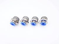 Vista 43 de Accesorio de conexión de empuje 5/32" Tubo OD x 10-32 UNF rosca macho, Conectores neumáticos de aire y agua de empuje rápido rectos para macho