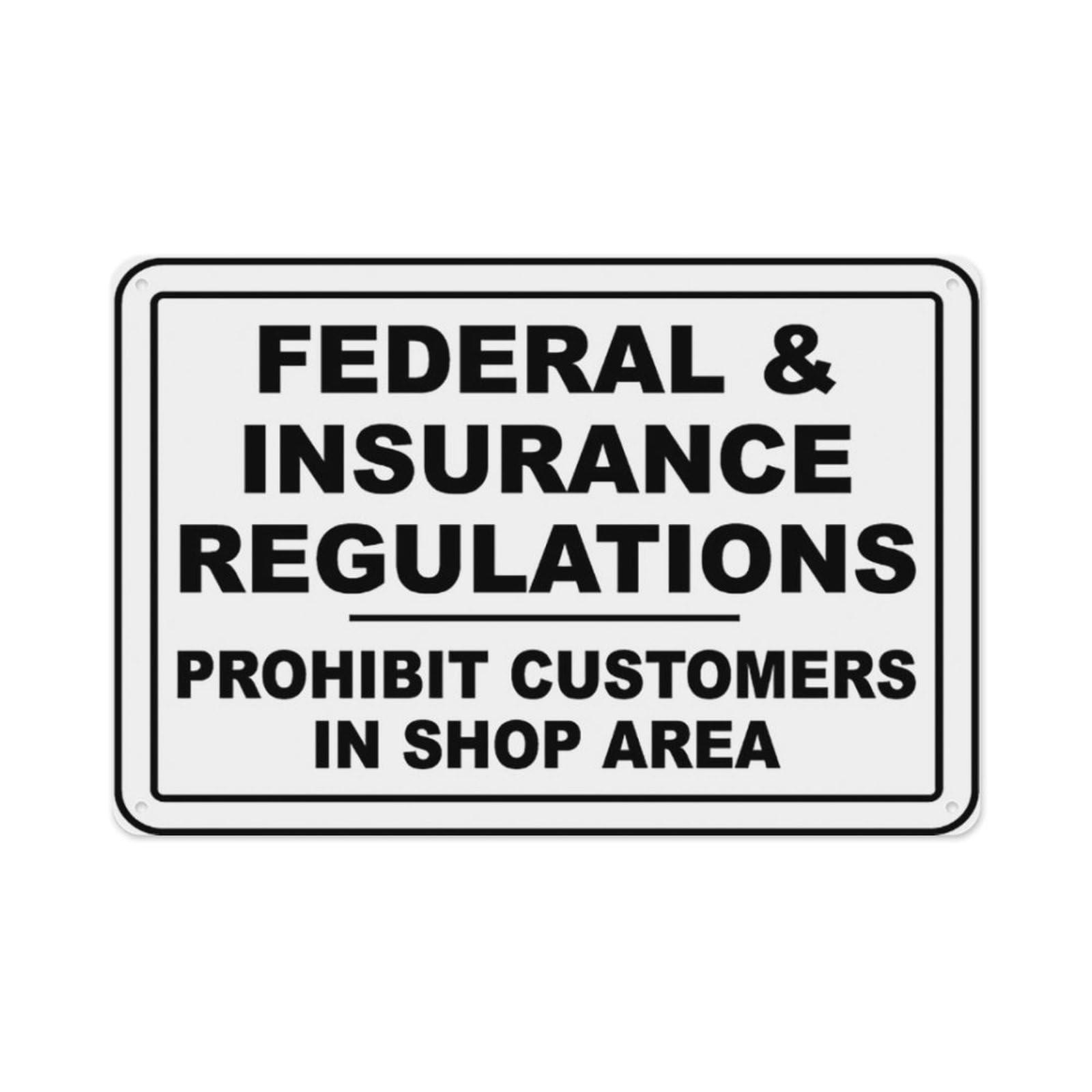 peiyeety Federal & Insurance Regulations Sign Aluminum Tin Warning Signs For Home Outdoor Garden 12X16 Inches