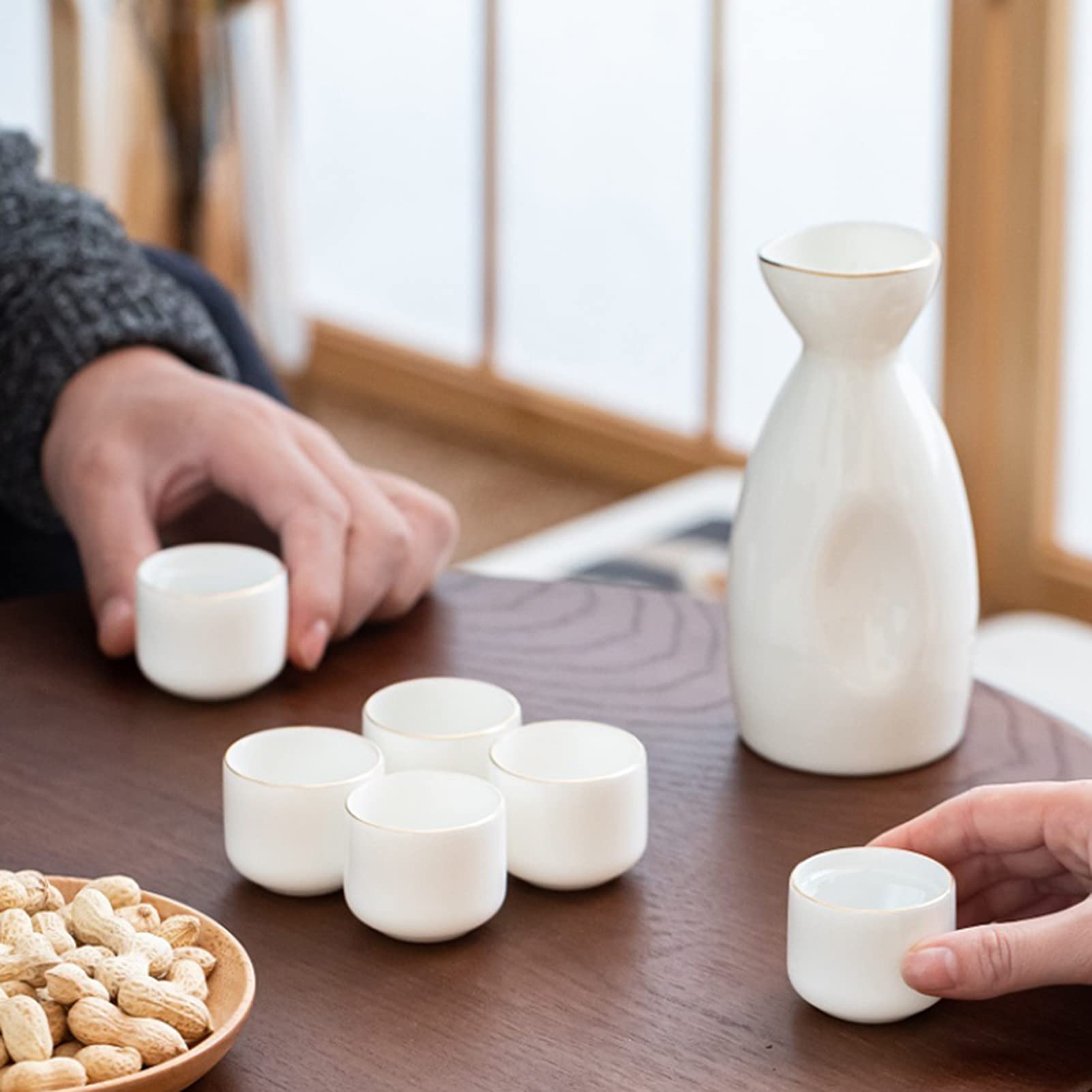 Amazon.co.jp: 7点酒セット、白翡翠セラミック酒杯セット Amazon.co.jp: 7点酒セット、白翡翠セラミック酒杯セット