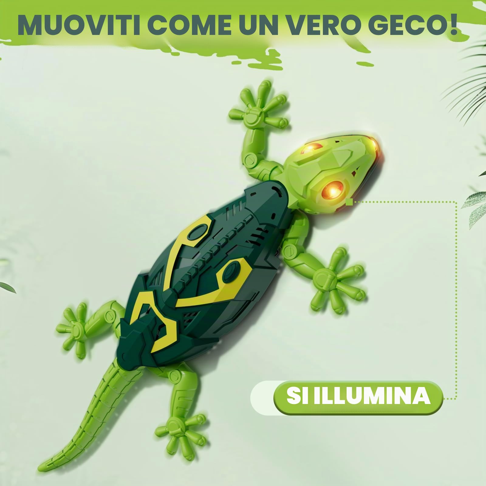 HYES Wall Crawler Geco, Remote Control Crawling Chameleon, telecomando parete geco con occhi luminosi, realistico Lizard robot giocattolo regalo per bambini ragazzi ragazze 3 4 5 6 7 8