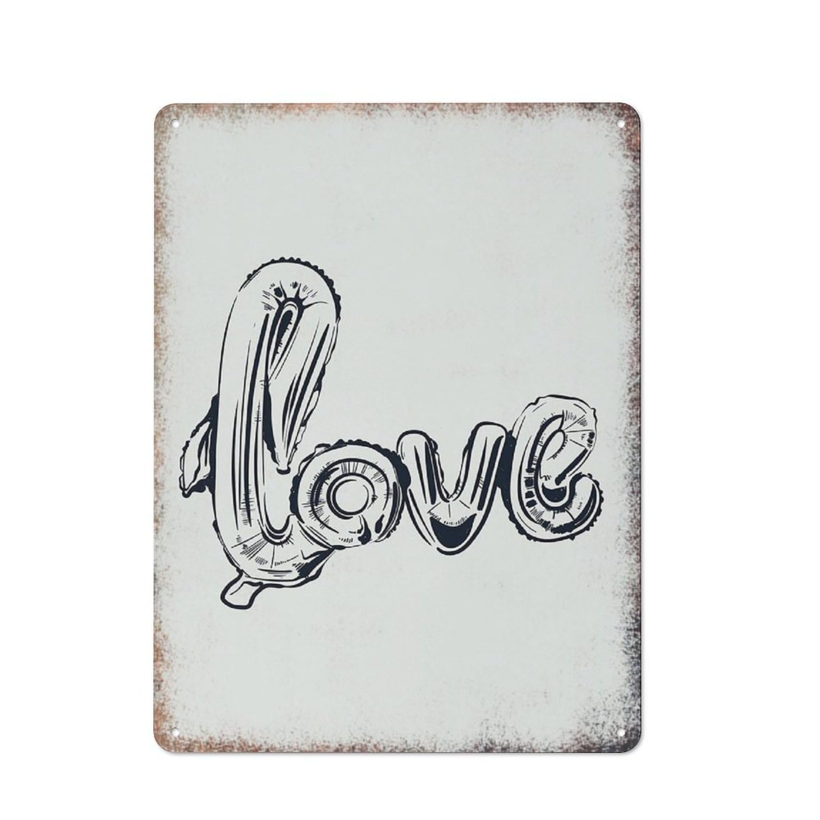 Large Love Balloon Art Sign, Romantic Style Home Garden Wall Decor, Cafe Garage Ornament,8x12 Inch