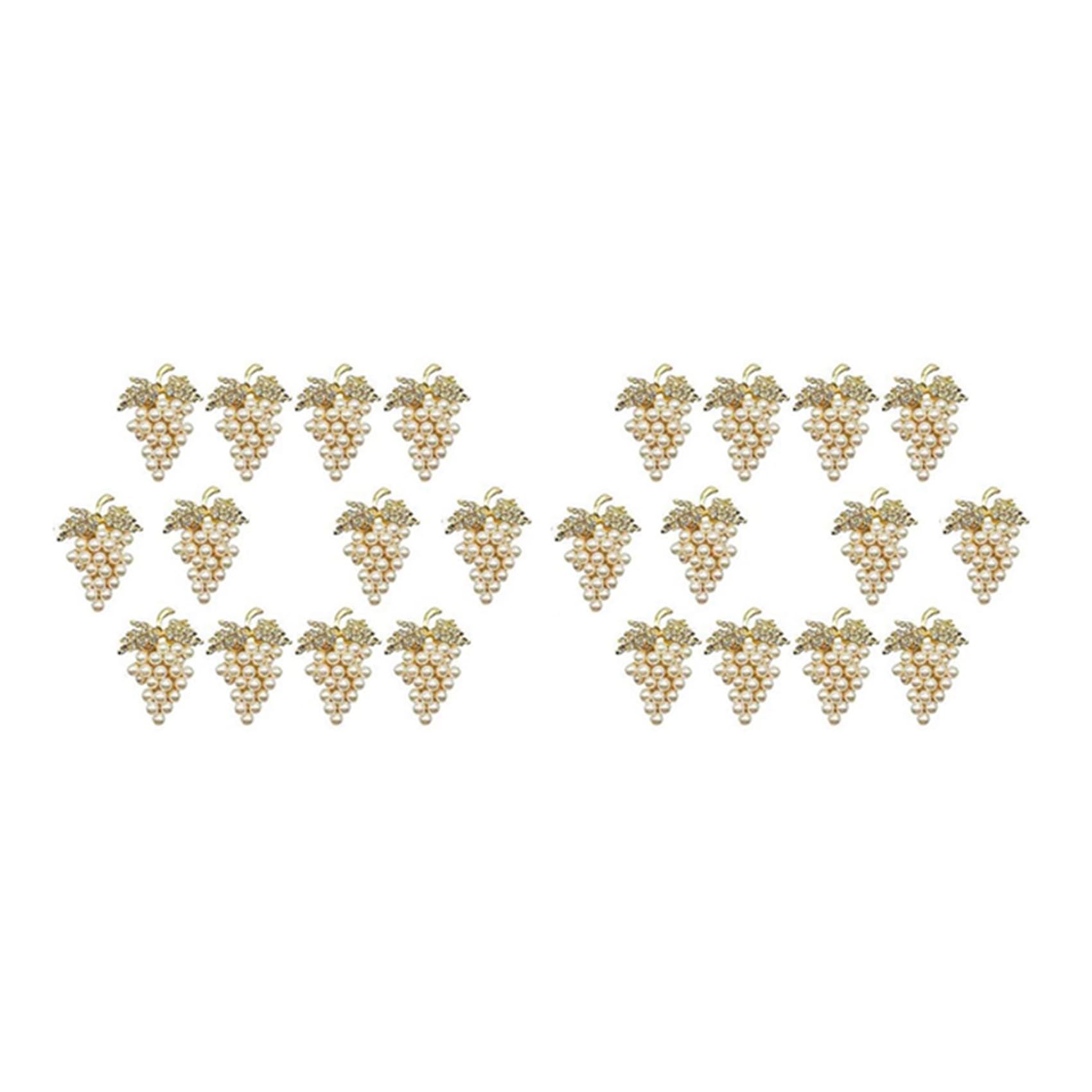 Hndhbfgrt 24 Pcs Pearl Napkin Rings Gold Grape Shape Napkin Buckle Holder Napkin Holders Wedding Party Table Decor Napkin Buckles