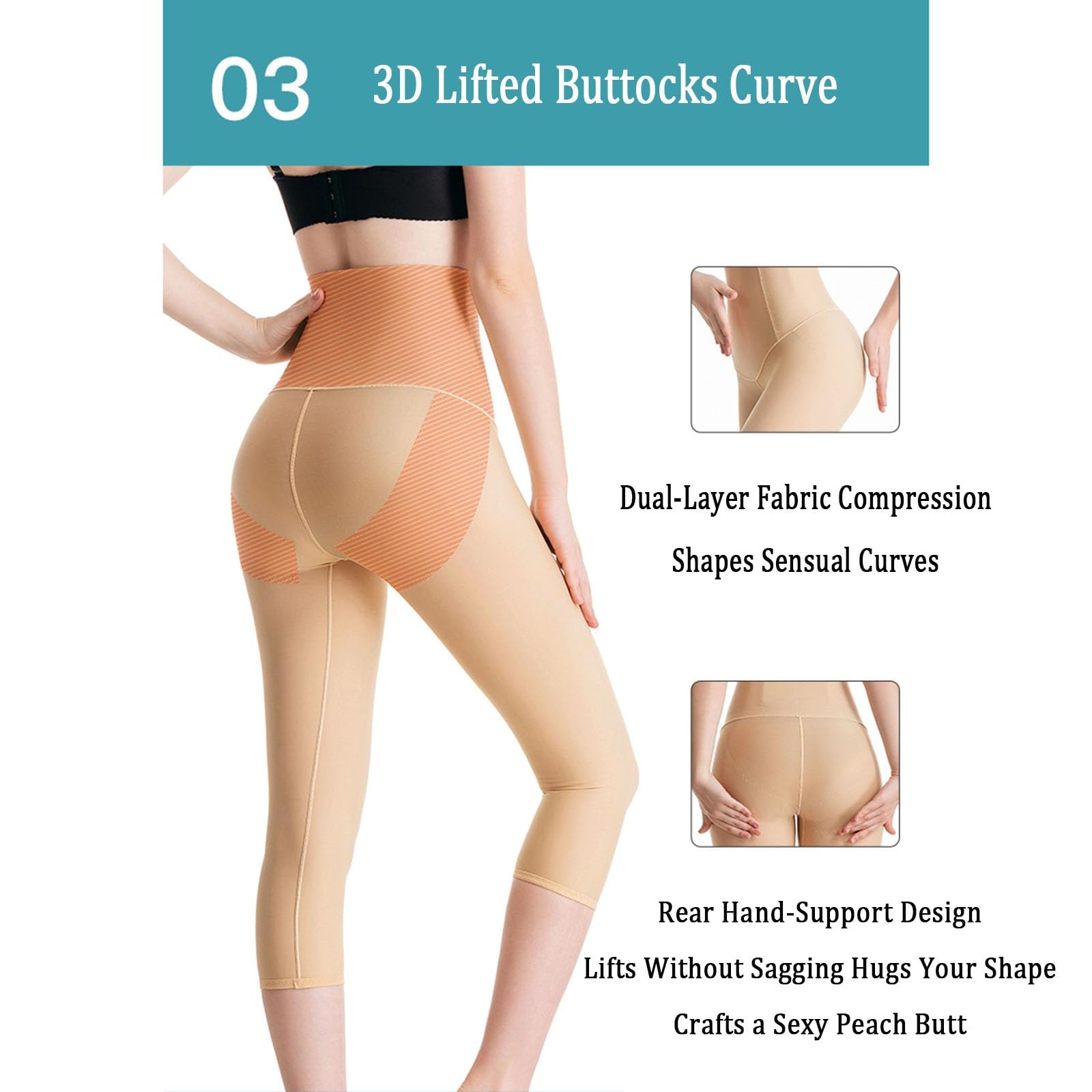 Postoperatives Kompressionskleidungsstück Hoch Taillierter, Wadenlanger Body Shaper für Fettabsaugungen an Bauch, Hüften, Oberschenkeln, Gesäß und Knien