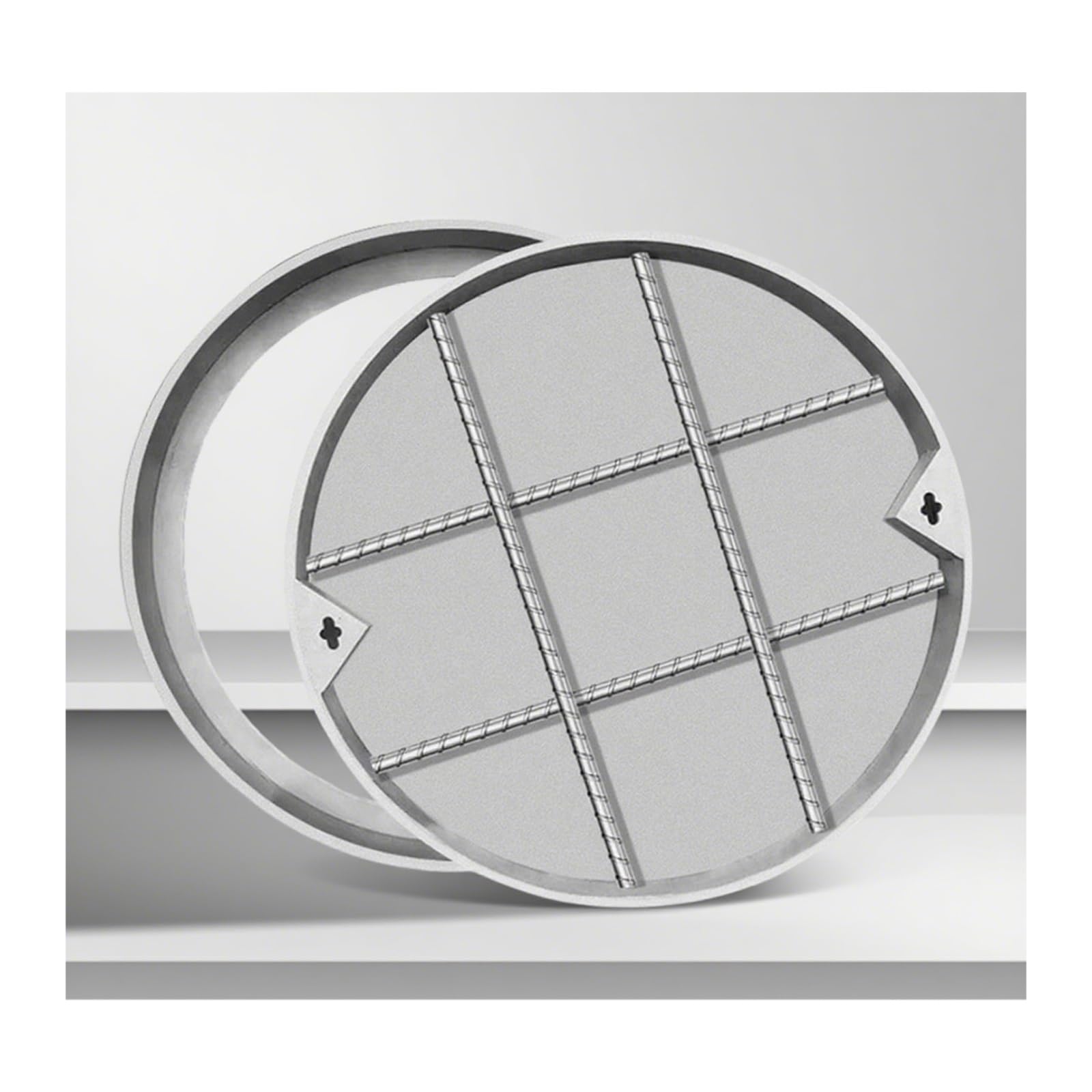 Manhole Covers, Round Manhole Cover and Frame，Reasonable Drainage Design, Solid Structure(80 * 80 * 5cm/31.4 * 31.4 * 1.96in)