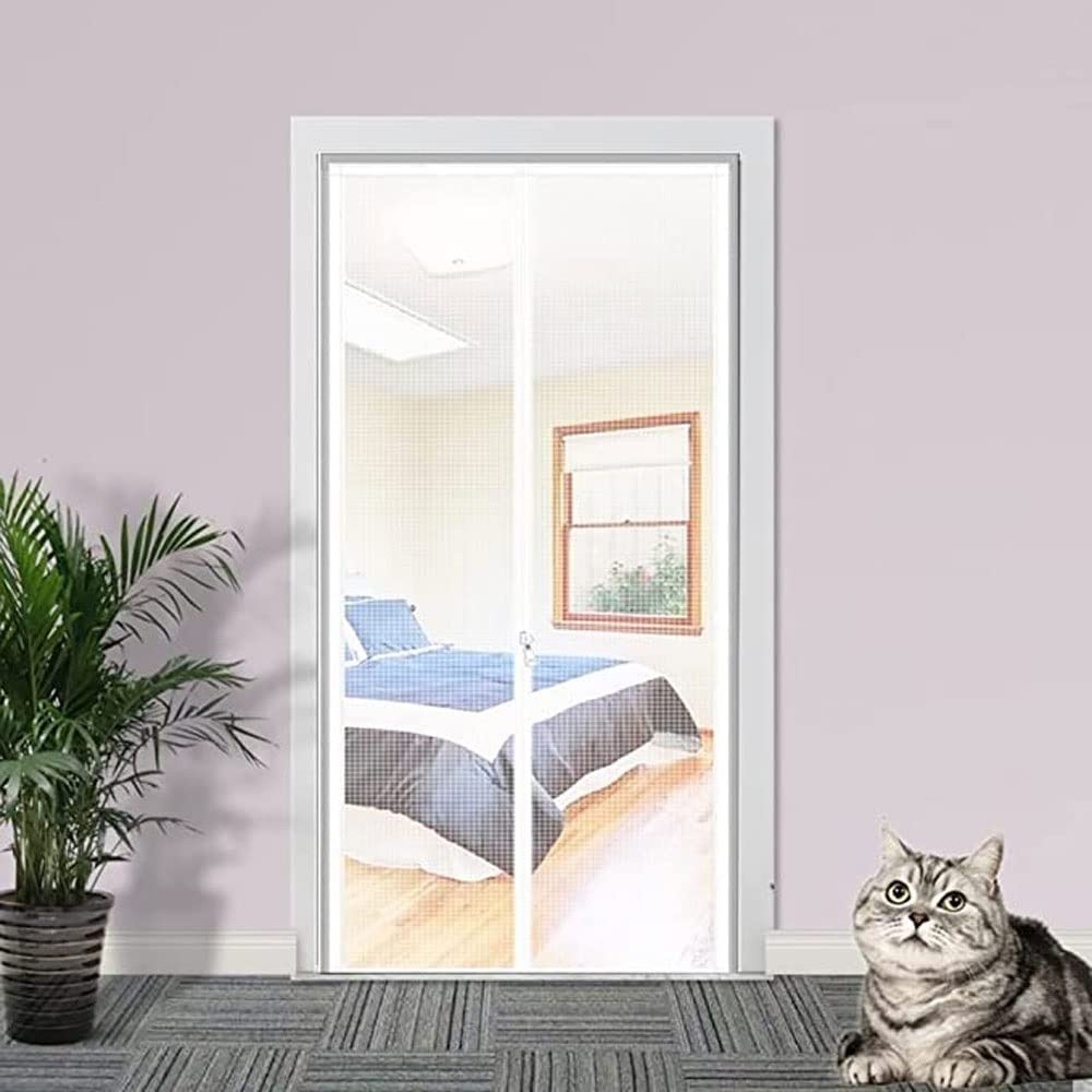Huisdier Proof Huisdier Hordeur 95X200 Cm Ritssluiting Cat Proof Hordeur Mesh Rits Deur Verdikte Huisdier Deur Mesh Scherm For Deur (Color : Weiss, Size : 150x220cm/59 * 87inch