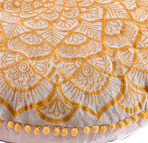 Mandala Life ART Bohemian Round Pillow Cover - 60 cm - Luxury, Artisan Room Décor Pouffe for Meditation, Yoga, and Boho Chic Seating Area Stool– Accent Your Living Room, Bedroom