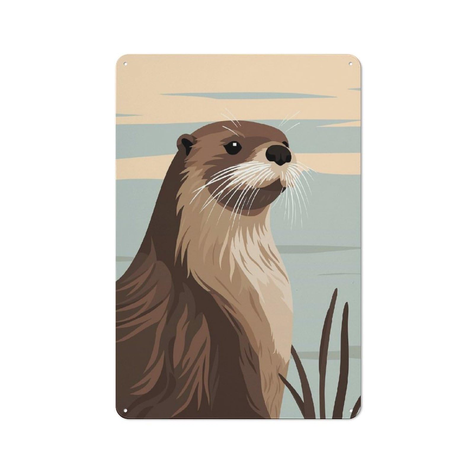 Otter Portrait Retro-style Tin Sign 30x20cm for Living Room Or Hallway, for Home Wall Decor Collectors Refreshing A Room in Autumn