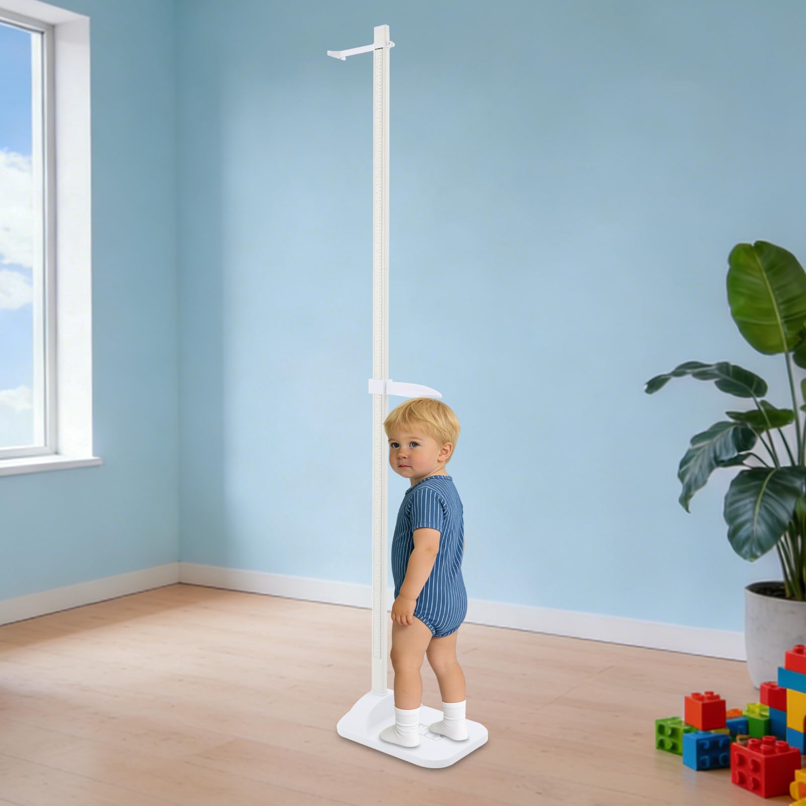 Stadiometro portatile 20–210 cm con display a doppia scala, altimetro digitale, barra di misurazione dell'altezza rimovibile, ideale per casa, scuola e ospedale