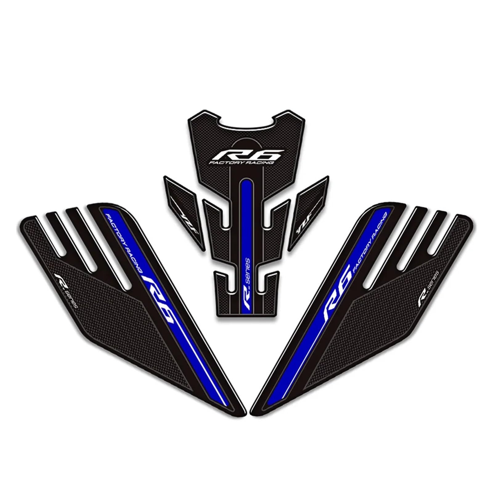 Decoration for Yamaha YZF-R6 YZF R6 YZFR6 3D Decals Fuel Tank Pad Knee Protector Stickers(Blue)