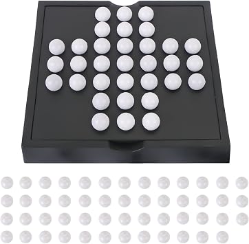 Solitaire Game, Classic One Player Board Game, Marble-Balancing & Strategy Game, Black