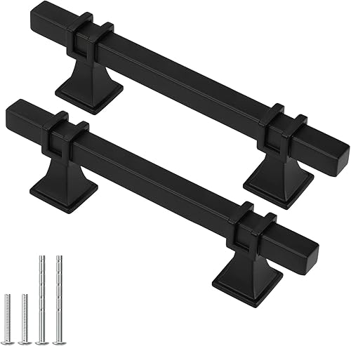 Paquete de 5 manijas de gabinete color negro mate – tiradores de cajón de 3-3/4 pulgadas de 3.780 in