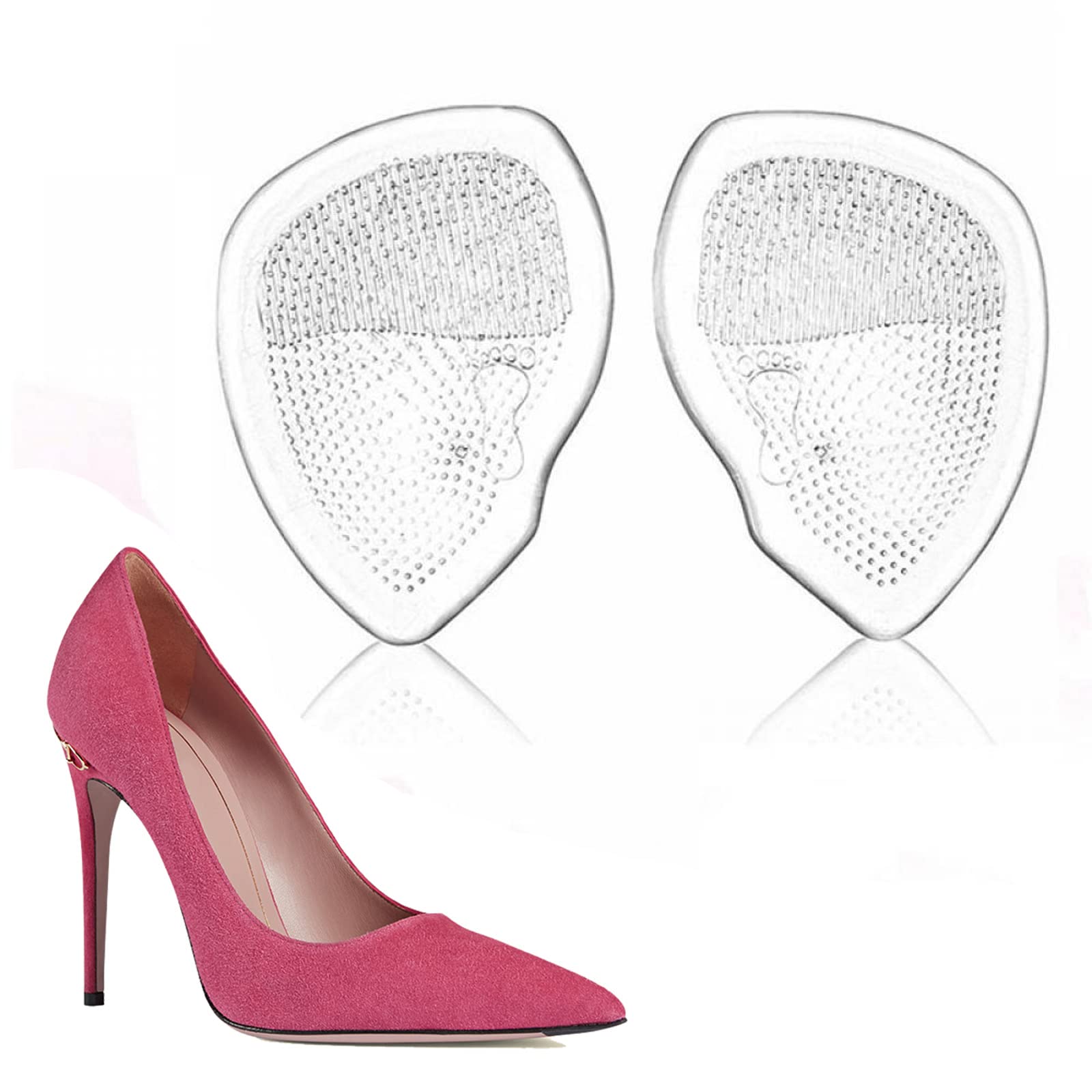 ZHUYIYI 8 Pair Gel Forefoot Silicone Shoe Pad, Insoles High Heel Elastic Cushion Foot Pads, 16 PCS Soft Toes Separator Straighteners, Foot Pain Relief Forefoot Support, Suit for Men Women & All Shoes