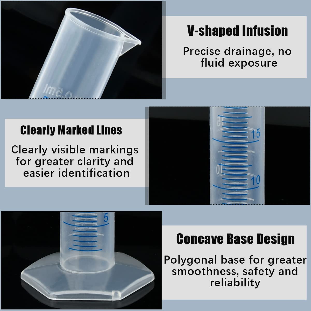 Juego cilindros graduados de plástico medición vasos tubos ensayo jarras frascos laboratorio ciencia pipetas cepillos transferencia líquidos 15pcs
