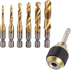Kit de Brocas para Fazer Rosca em Ferro Tamanhos M3 a M10, 6 Peças, Aço HSS com Titânio