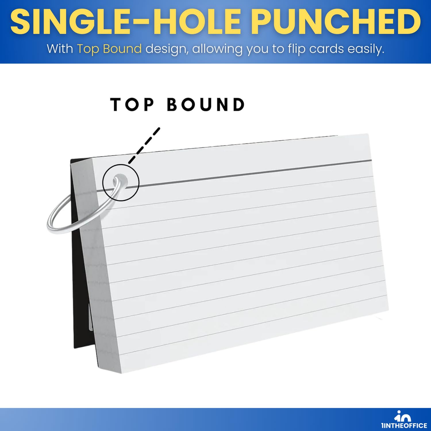 Amazon.com : 1InTheOffice Index Cards with Ring 3x5, Flash Cards with Binder  Ring, Single Hole Punched Notecards, 65 Cards, 3 Pack : Office Products