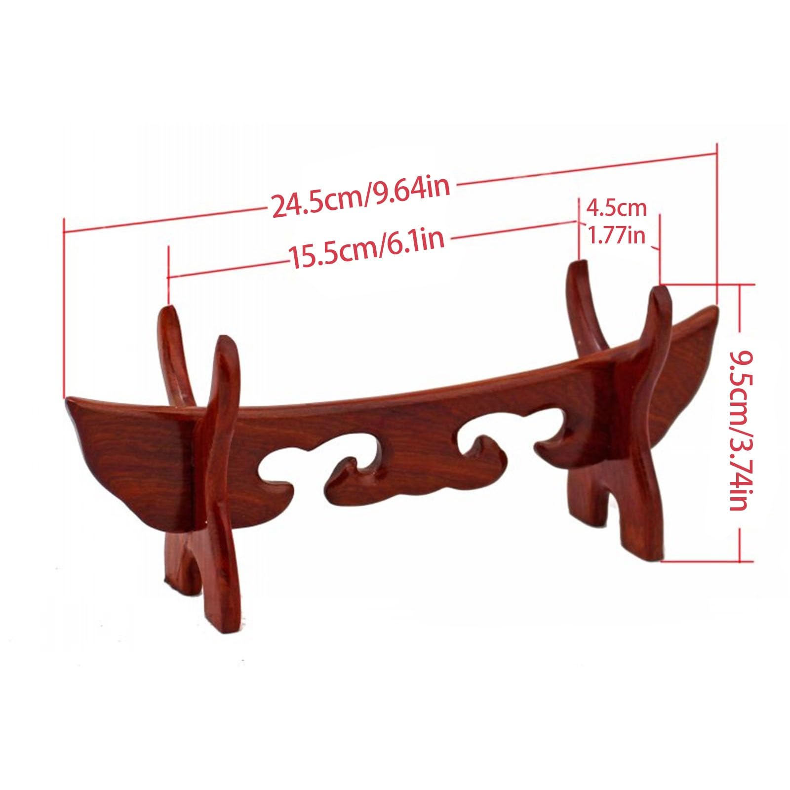 Redwood - Soporte de madera maciza para decoración de espadas, diseño de cuerno de vaca, base Hengcai (aprox. 24 cm, sándalo amarillo)